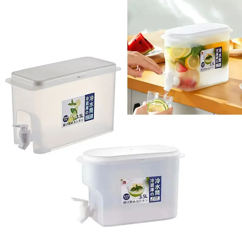 Frozen Drink Dispenser Refrigerator Cooler with Faucet 3500ml Large Capacity Cold Water Bottle Juice Bottle Home Accessories