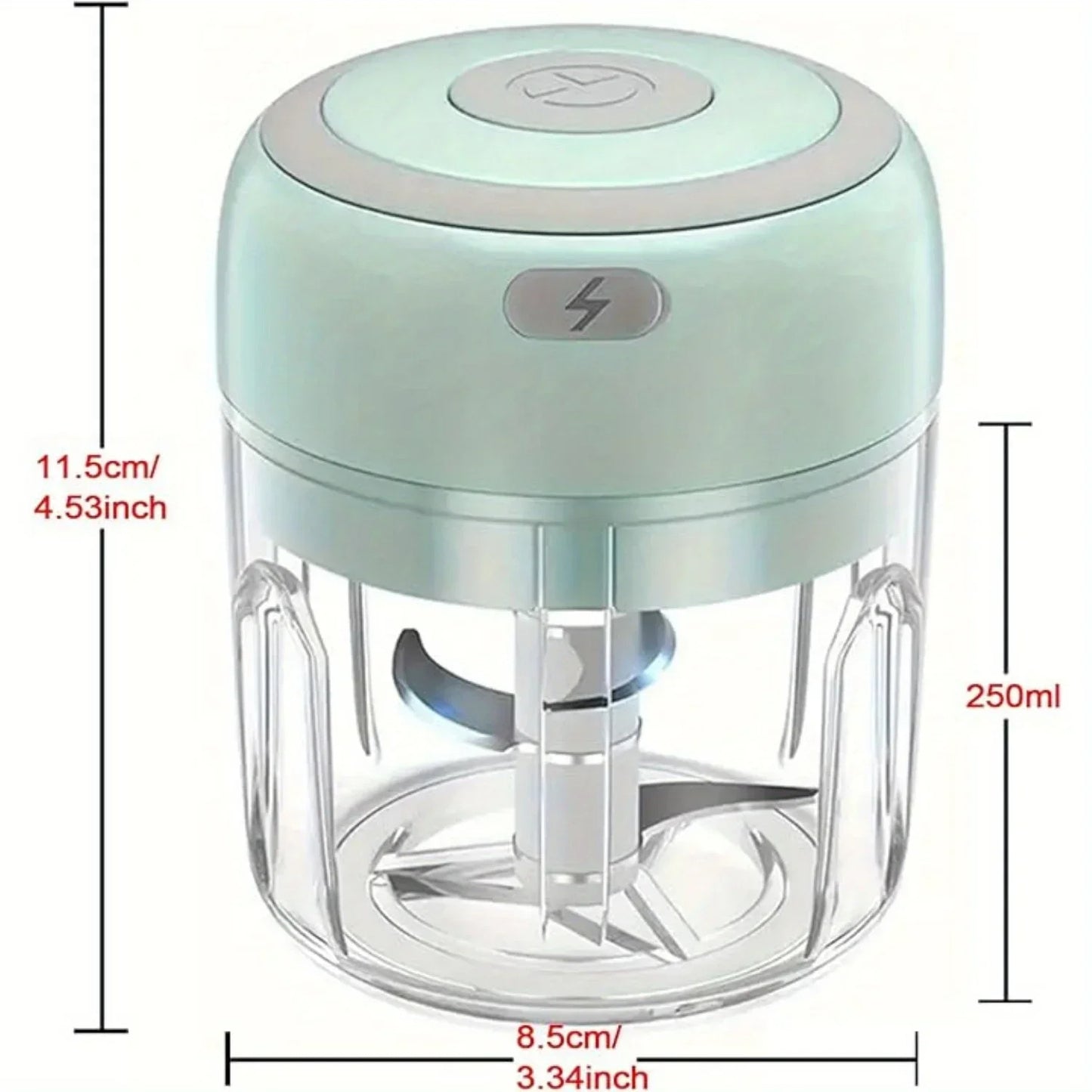 Rechargeable 250ML 3 Blades Garlic Food Processor Chopper