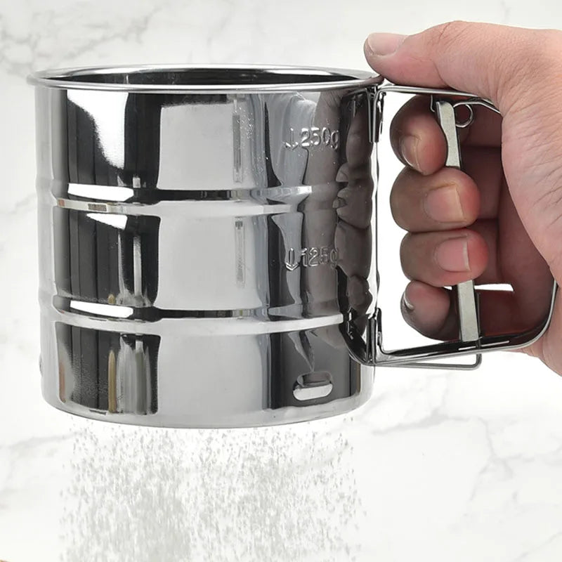 Stainless Steel Flour Strainer – Fine Mesh Sifter for Baking & Cooking