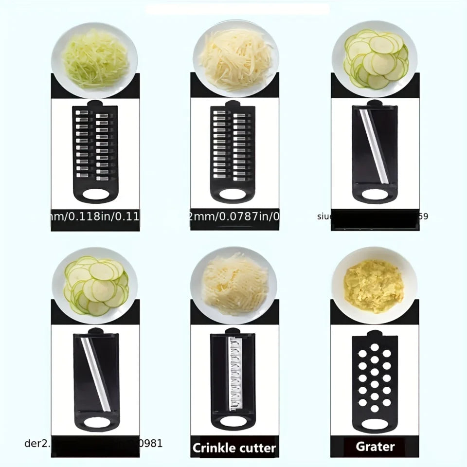 Set, 6in1, Vegetable Chopper, Multifunctional Fruit Slicer, Manual Food Grater, Vegetable Slicer, Cutter With Container