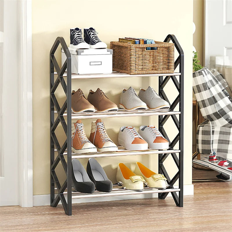 4 Tiers Shoe Hanger Rack Holder Cabinet Home Dorm Room Assembly Shoecase Sneakers High Heels Slippers Storage Organizer Shelf