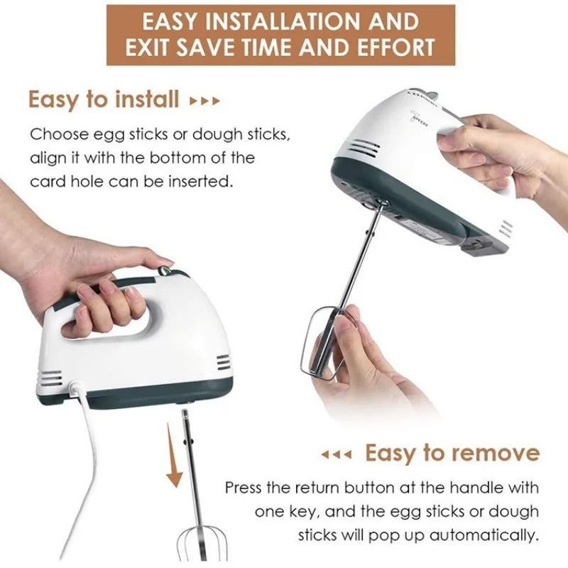 Multifunctional Electric Food Blender 7 Speed Mini Mixer Food Cake Baking Dough Mixer Handheld Mixer Egg Beater Automatic Cream