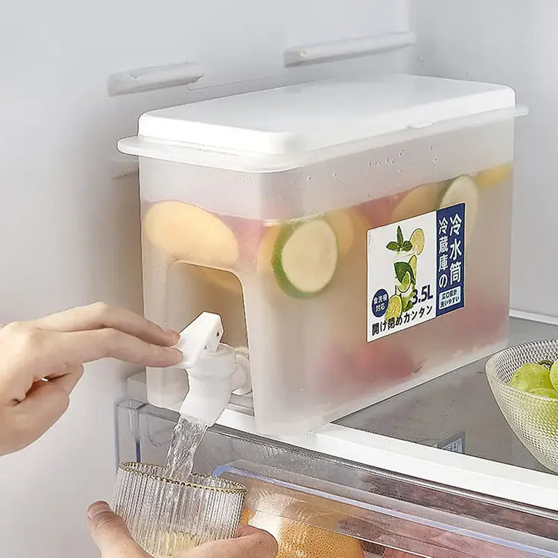 Frozen Drink Dispenser Refrigerator Cooler with Faucet 3500ml Large Capacity Cold Water Bottle Juice Bottle Home Accessories