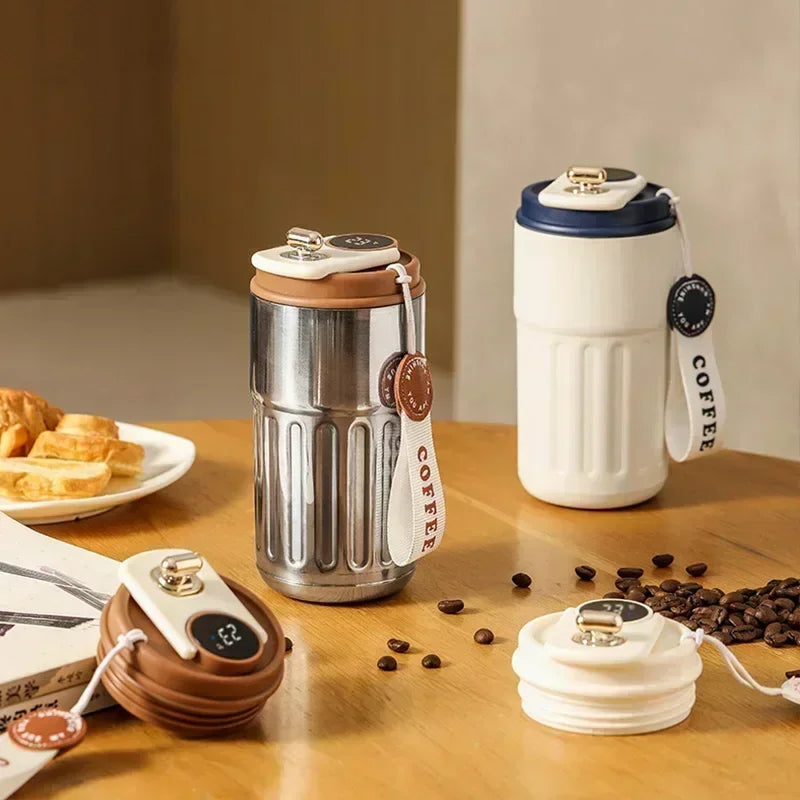 450ML Smart Travel Coffee Mug Display Led Temperature Thermos Mug Stainless Steel Insulated Thermos Bottle Portable Vacuum Flask