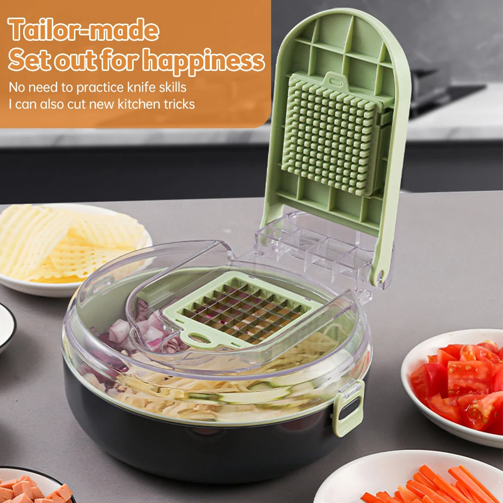 Vegetable Chopper with Container Multifunctional 13 in 1 Onion Chopper Time-saving Kitchen Gadgets Veggie Dicer Cutter