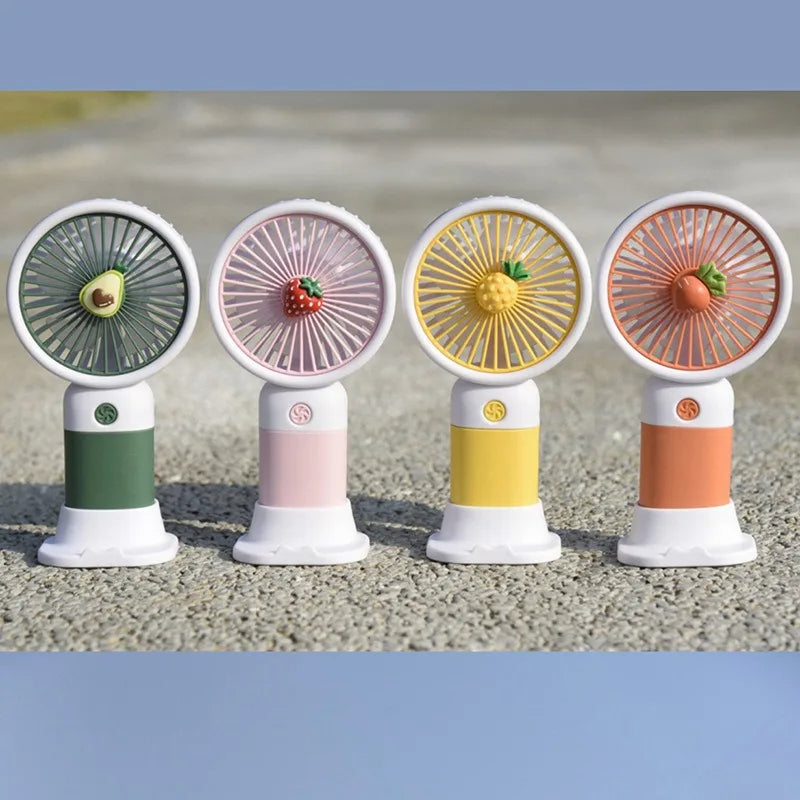 Handheld Mini Fan Cute Cartoon Portable Desktop Gift with Phone Stand and USB Charging