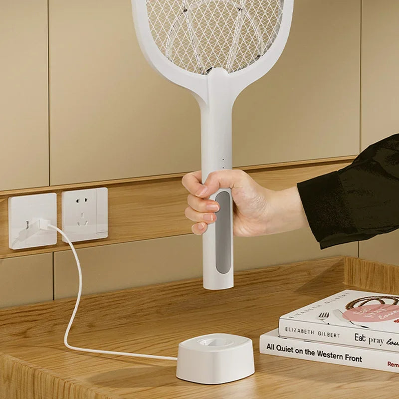Mosquito Killer Lamp USB Rechargeable Electric Mosquito Net Fly Swatter with UV Light Base Charge Protect Baby in Summer