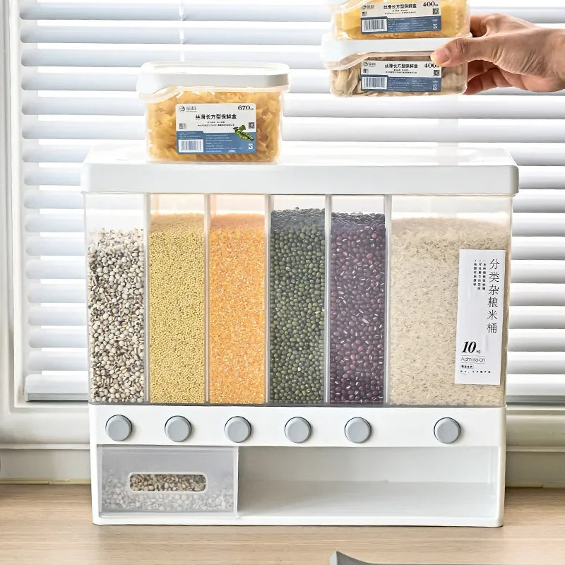 6-in-1 Cereal Dispenser – Multi-Compartment Dry Food Storage Organize