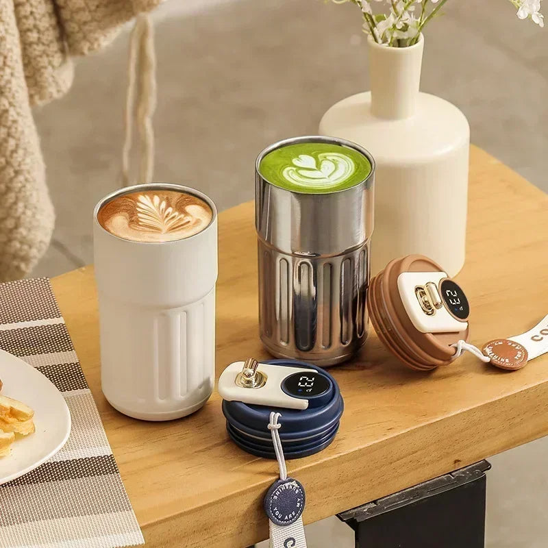 450ML Smart Travel Coffee Mug Display Led Temperature Thermos Mug Stainless Steel Insulated Thermos Bottle Portable Vacuum Flask