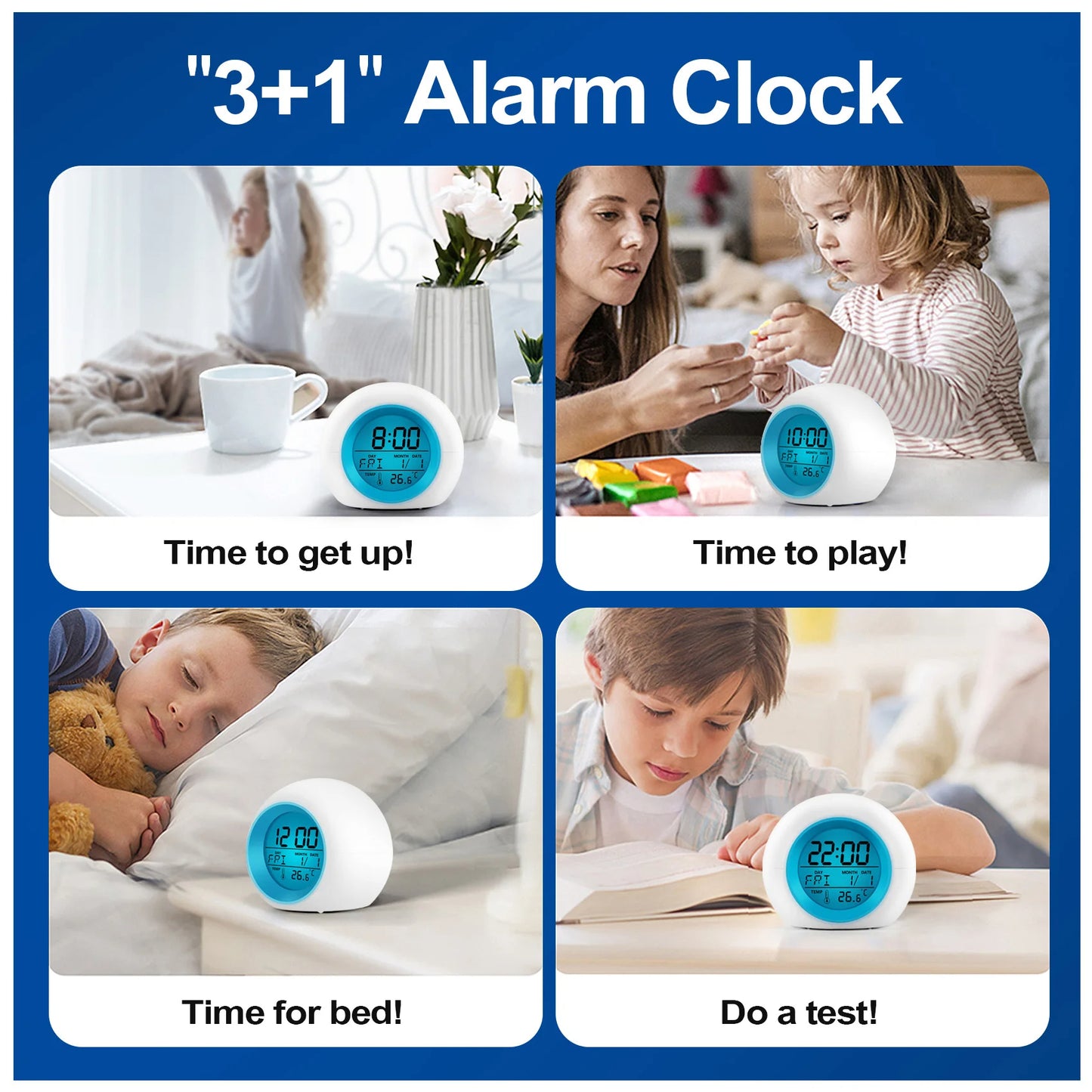 Colour Changing Digital Timer Alarm Clock - Glowing LED with Temperature Display