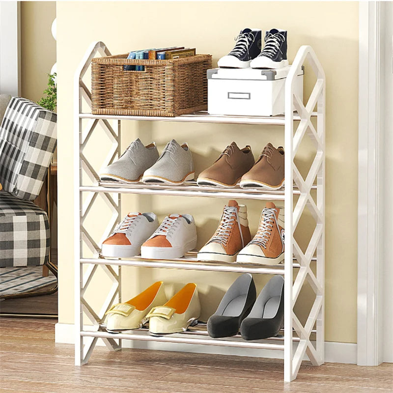 4 Tiers Shoe Hanger Rack Holder Cabinet Home Dorm Room Assembly Shoecase Sneakers High Heels Slippers Storage Organizer Shelf