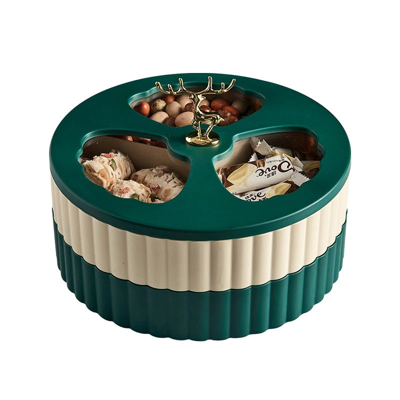 Double-layer Nordic Plastic Green Deer Storage Container Fruit Plate Garden Snack Home Decoration Plate Living Room