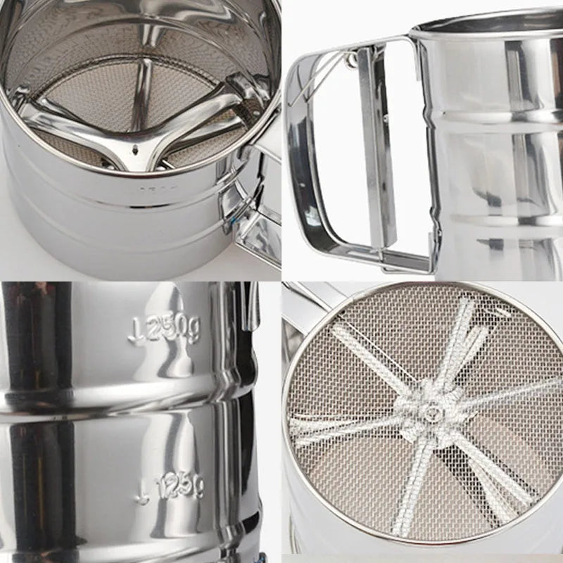 Stainless Steel Flour Strainer – Fine Mesh Sifter for Baking & Cooking