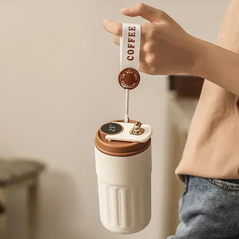 450ML Smart Travel Coffee Mug Display Led Temperature Thermos Mug Stainless Steel Insulated Thermos Bottle Portable Vacuum Flask