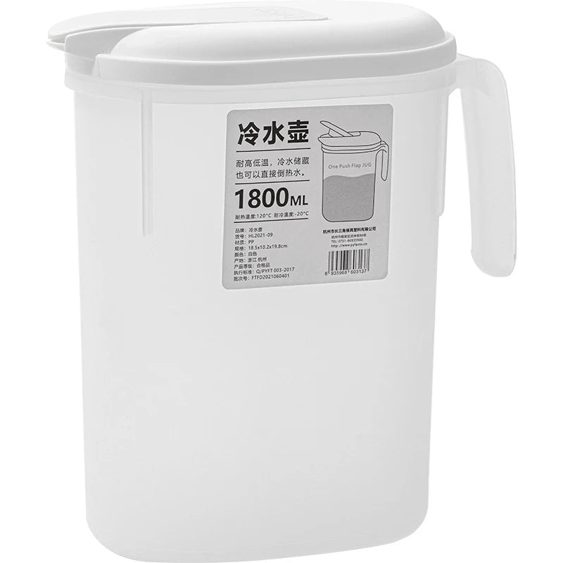 Plastic Juice Water Bottle Jug, Drinkware Large Capacity Bottles, Cold Water Pot, Household Fashion Storage Kettle, 1800ml