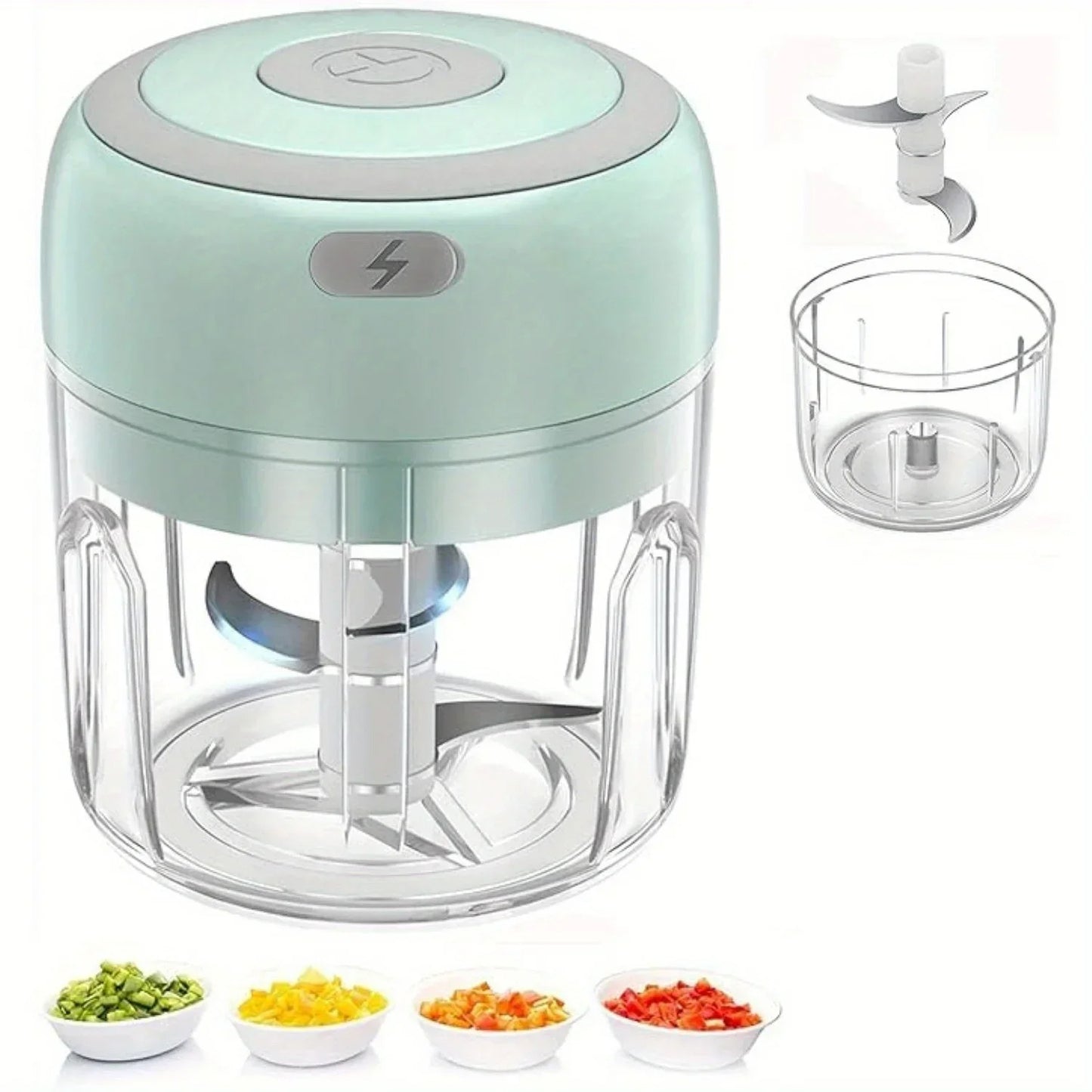 Rechargeable 250ML 3 Blades Garlic Food Processor Chopper