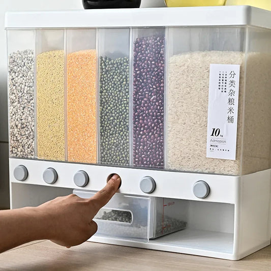 6-in-1 Cereal Dispenser – Multi-Compartment Dry Food Storage Organize