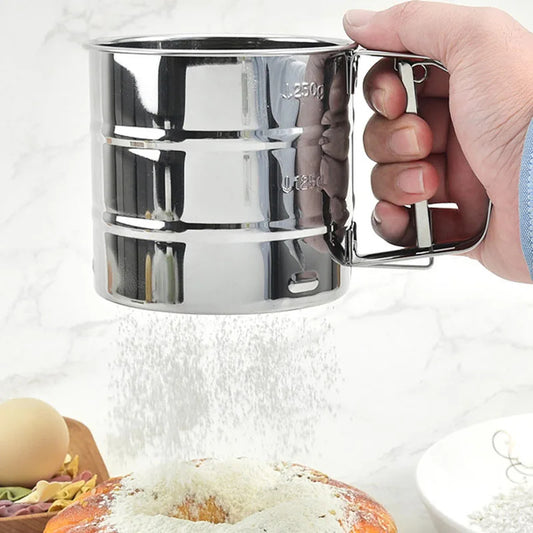 Stainless Steel Flour Strainer – Fine Mesh Sifter for Baking & Cooking