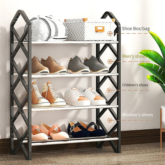 4 Tiers Shoe Hanger Rack Holder Cabinet Home Dorm Room Assembly Shoecase Sneakers High Heels Slippers Storage Organizer Shelf
