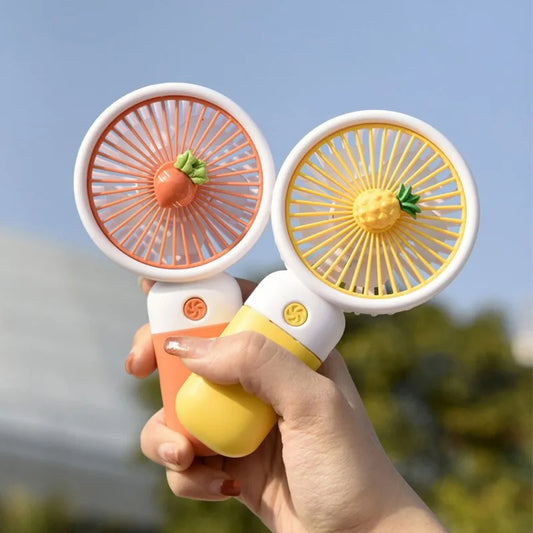 Handheld Mini Fan Cute Cartoon Portable Desktop Gift with Phone Stand and USB Charging