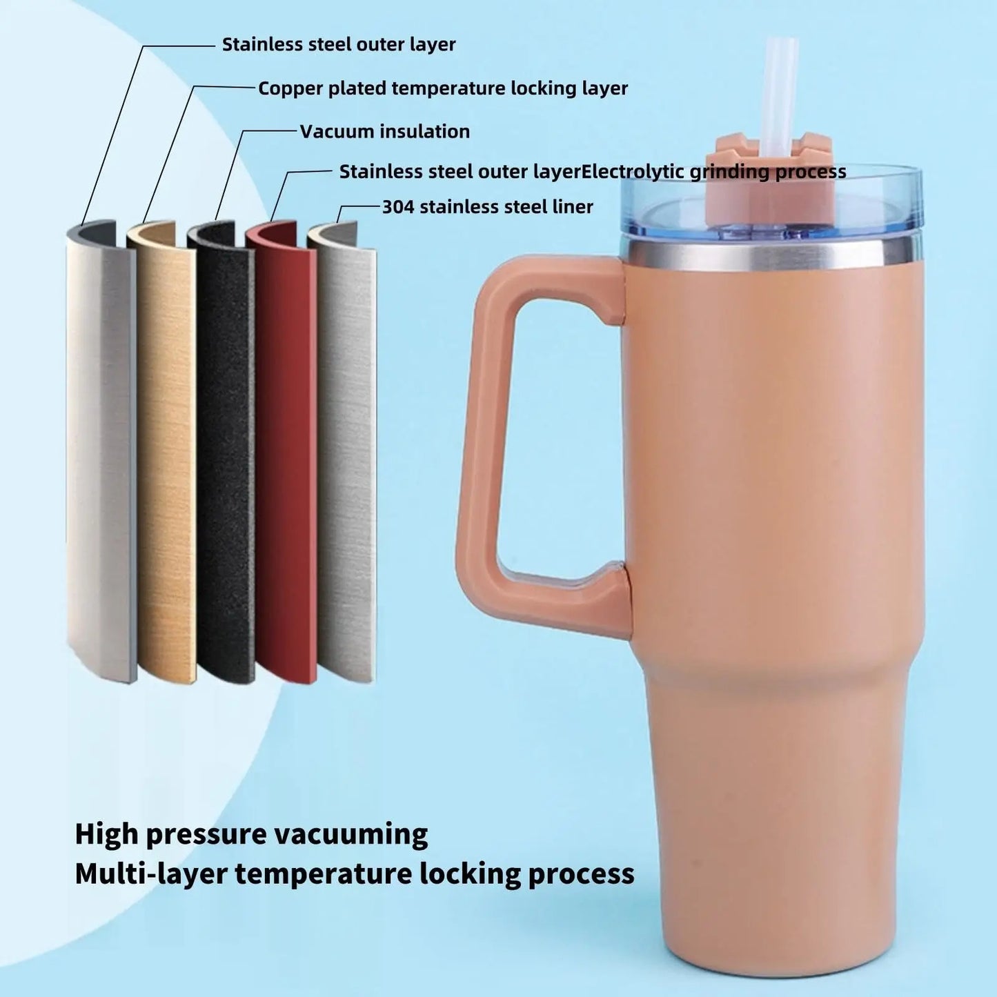 304 stainless steel 900 ML ice bar water cup vacuum cup New large capacity coffee car cup