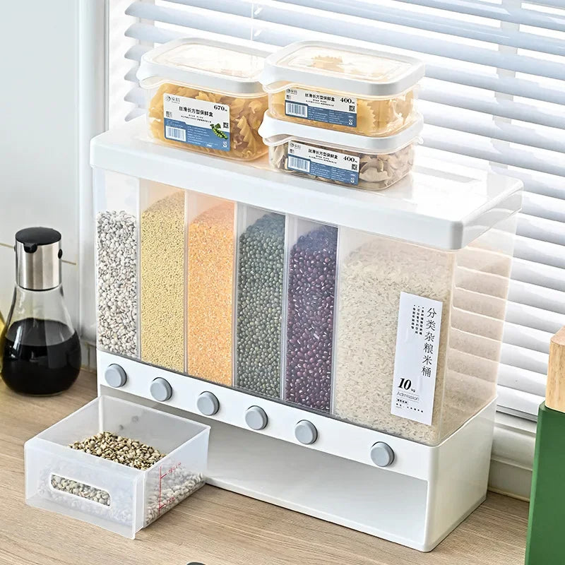 6-in-1 Cereal Dispenser – Multi-Compartment Dry Food Storage Organize