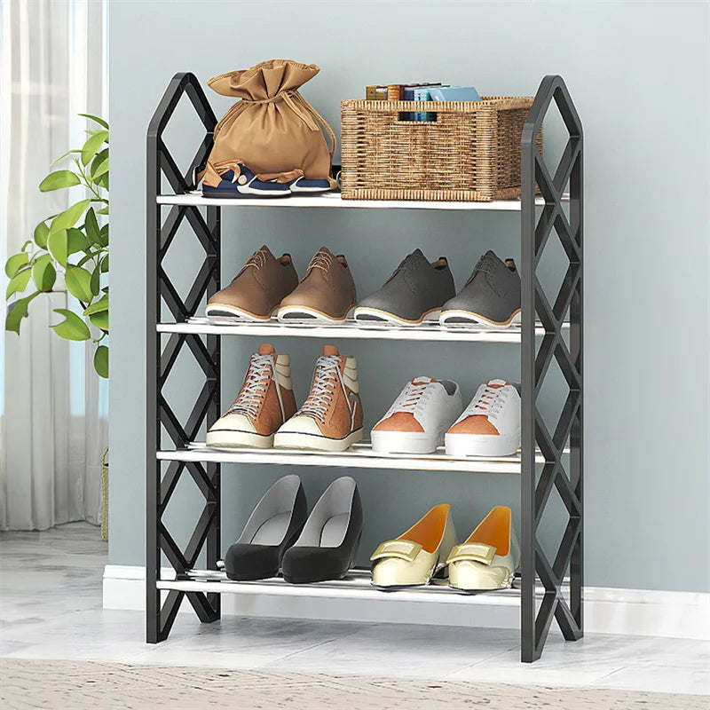 4 Tiers Shoe Hanger Rack Holder Cabinet Home Dorm Room Assembly Shoecase Sneakers High Heels Slippers Storage Organizer Shelf