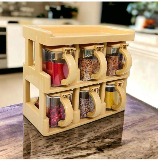 Premium Plastic 6-Piece Spice Jar Set – Organized & Convenient Kitchen Storage