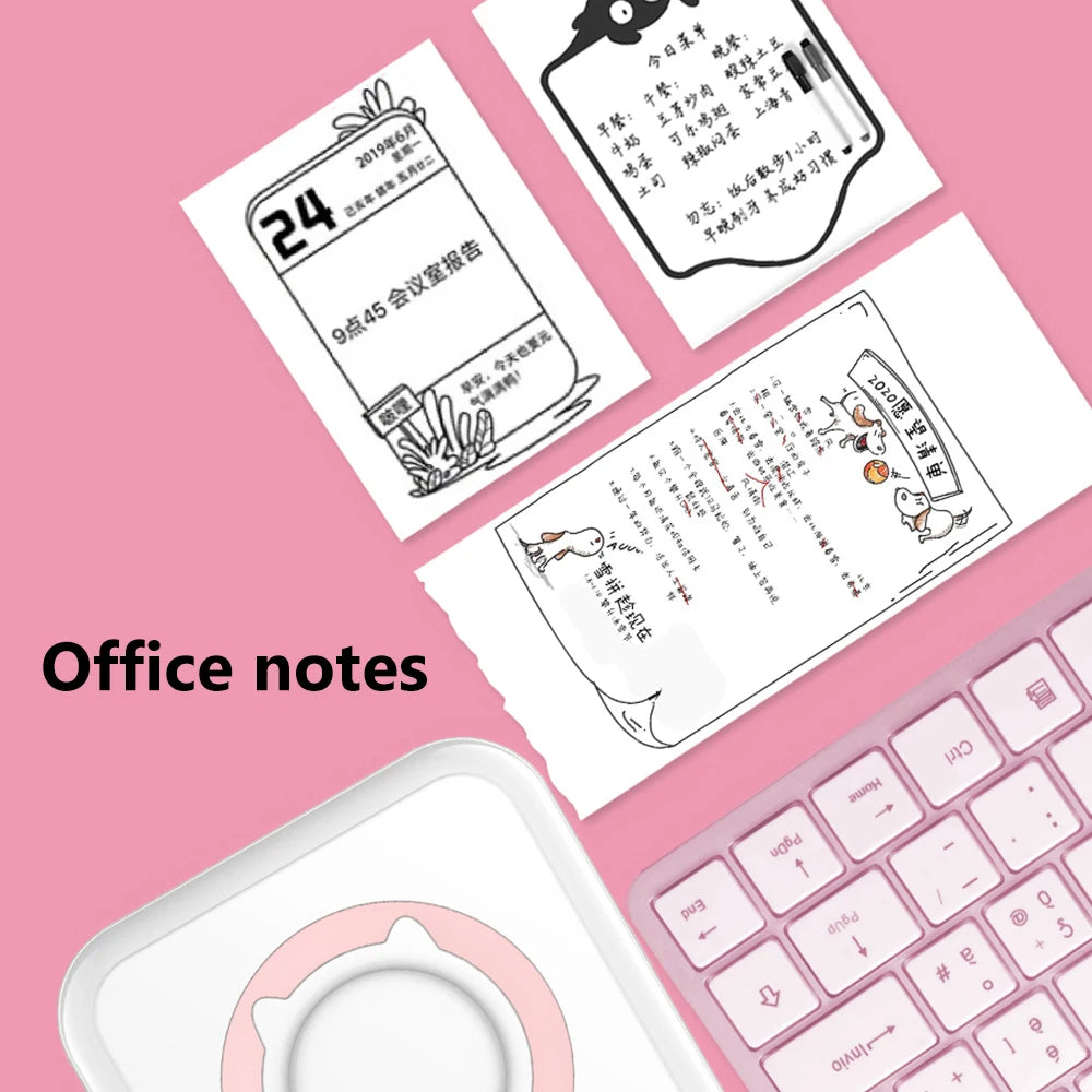 Meow Pocket Printer, Mini Bluetooth Photo Printer, Pocket Printer With Thermal Paper Roll, Wireless Mini Printer For Memo Receipt Label Notes, Thermal Printer Compatible with Android or iOS APP, Smart Thermal Inkless Printer