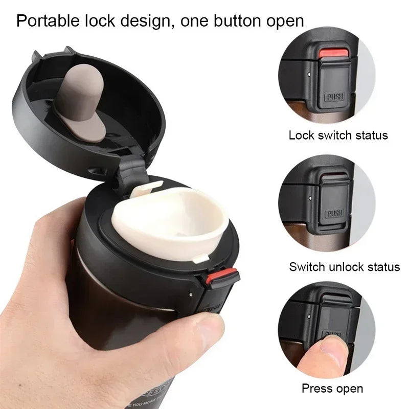 500ml Stainless Steel Thermos Coffee Cup Bounce Vacuum Cup Double Layer Tea Mug Drinking Cup Water Cup Office Business Cup