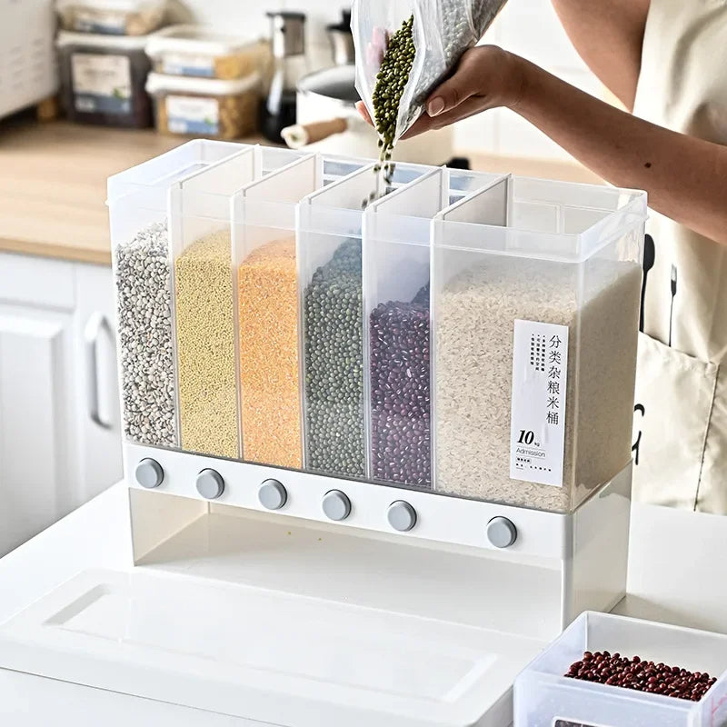 6-in-1 Cereal Dispenser – Multi-Compartment Dry Food Storage Organize