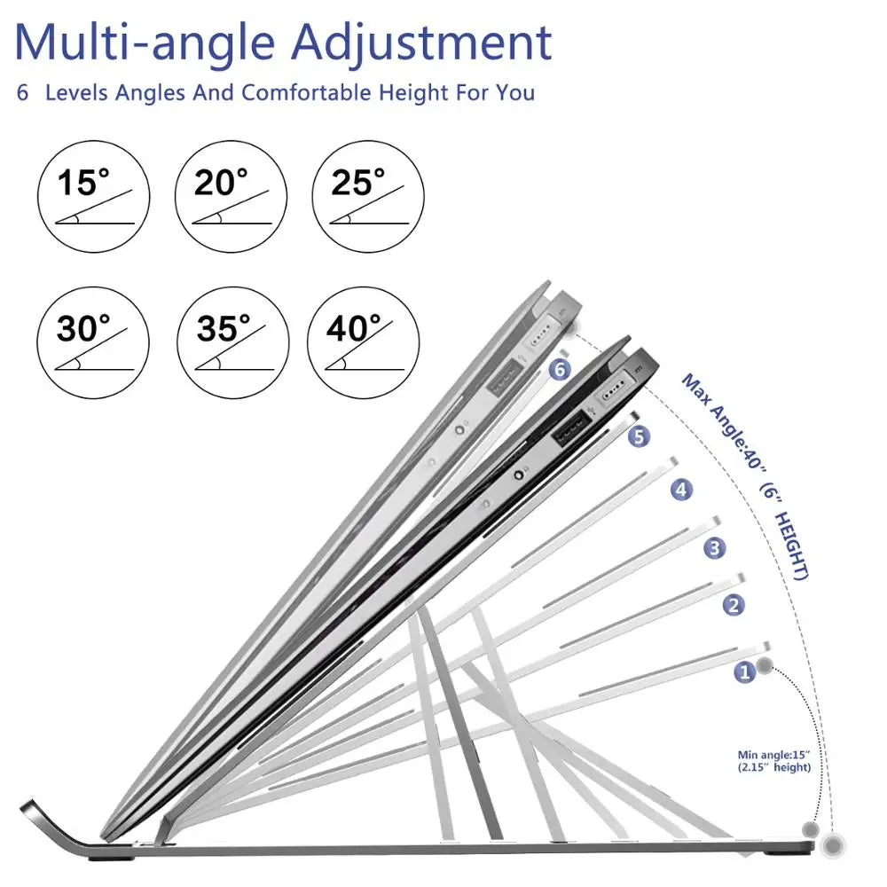 Adjustable Universal Laptop Stand – Foldable, Non-Slip Cooling Base for MacBook, Tablets, and Phones.