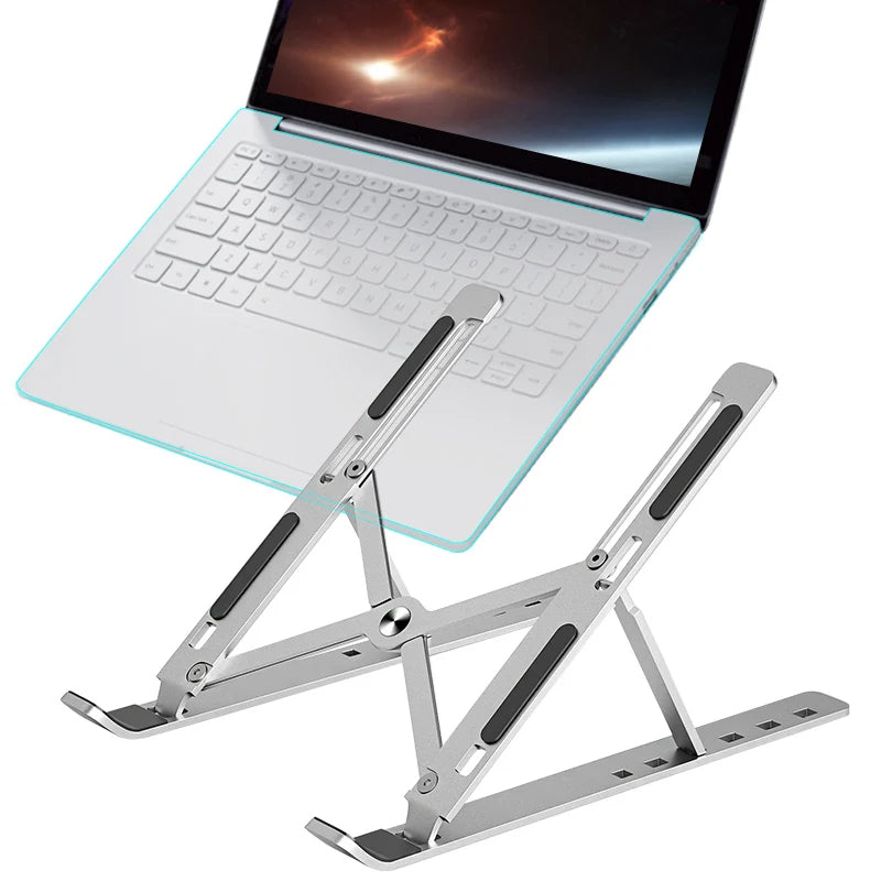 Adjustable Universal Laptop Stand – Foldable, Non-Slip Cooling Base for MacBook, Tablets, and Phones.