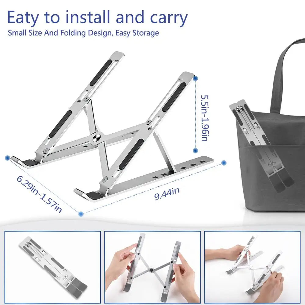 Adjustable Universal Laptop Stand – Foldable, Non-Slip Cooling Base for MacBook, Tablets, and Phones.