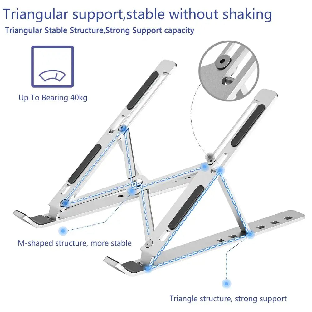 Adjustable Universal Laptop Stand – Foldable, Non-Slip Cooling Base for MacBook, Tablets, and Phones.
