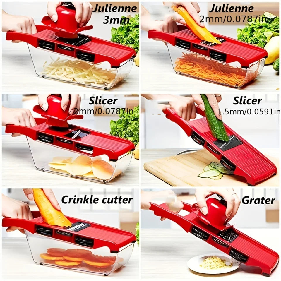 Set, 6in1, Vegetable Chopper, Multifunctional Fruit Slicer, Manual Food Grater, Vegetable Slicer, Cutter With Container