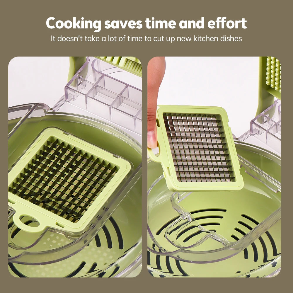 Vegetable Chopper with Container Multifunctional 13 in 1 Onion Chopper Time-saving Kitchen Gadgets Veggie Dicer Cutter