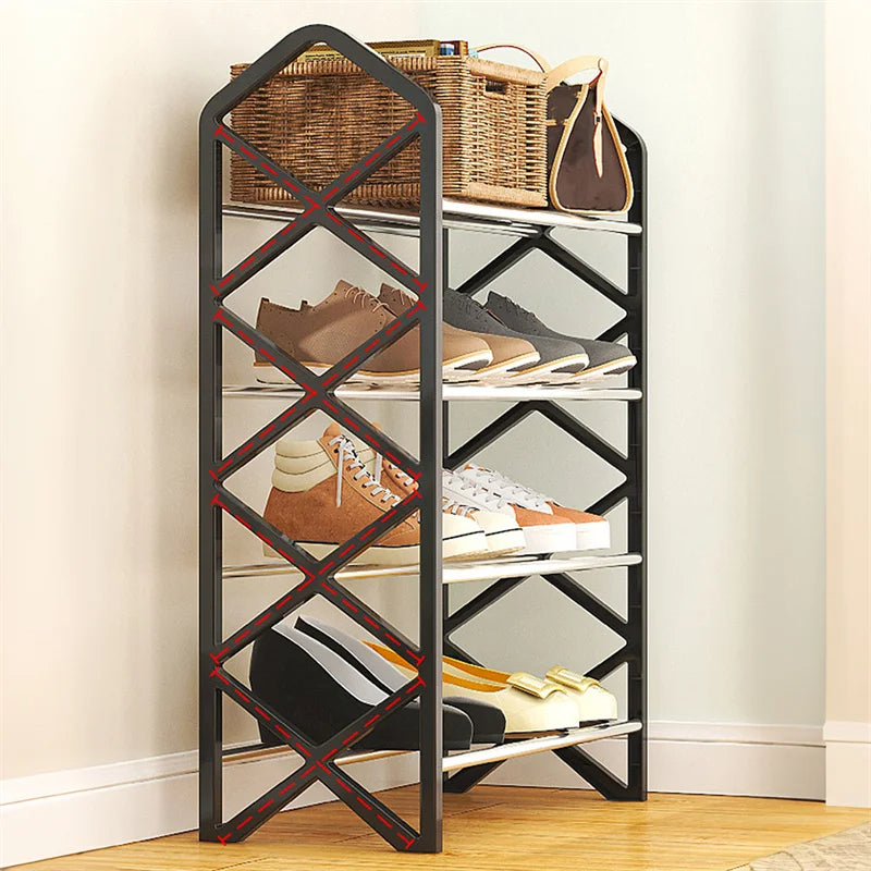 4 Tiers Shoe Hanger Rack Holder Cabinet Home Dorm Room Assembly Shoecase Sneakers High Heels Slippers Storage Organizer Shelf