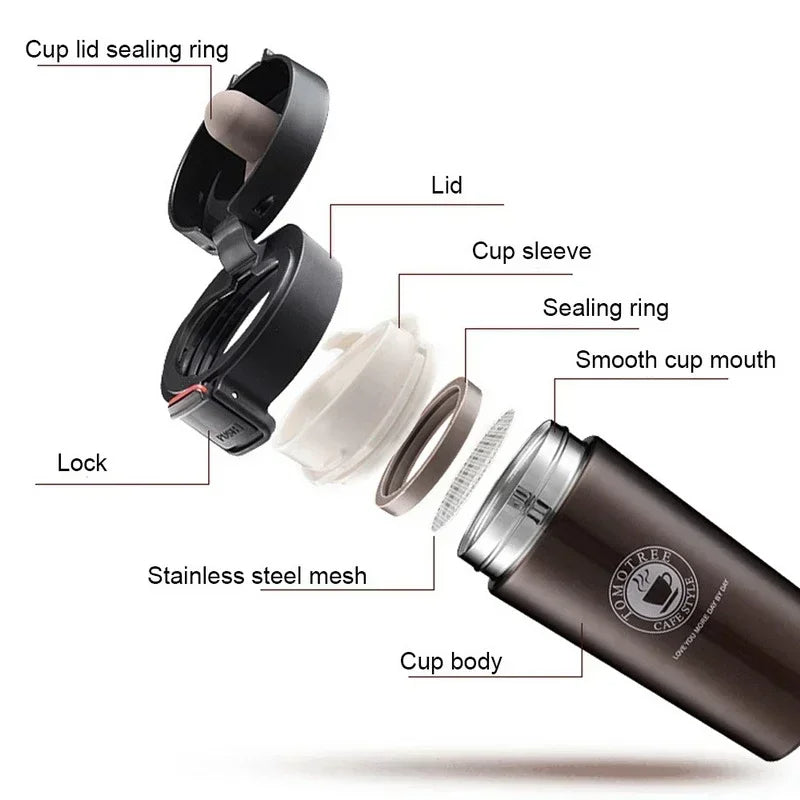 500ml Stainless Steel Thermos Coffee Cup Bounce Vacuum Cup Double Layer Tea Mug Drinking Cup Water Cup Office Business Cup