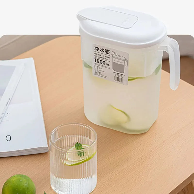 Plastic Juice Water Bottle Jug, Drinkware Large Capacity Bottles, Cold Water Pot, Household Fashion Storage Kettle, 1800ml