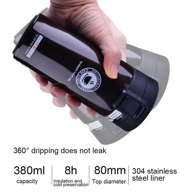 500ml Stainless Steel Thermos Coffee Cup Bounce Vacuum Cup Double Layer Tea Mug Drinking Cup Water Cup Office Business Cup