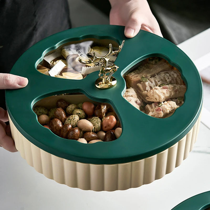 Double-layer Nordic Plastic Green Deer Storage Container Fruit Plate Garden Snack Home Decoration Plate Living Room