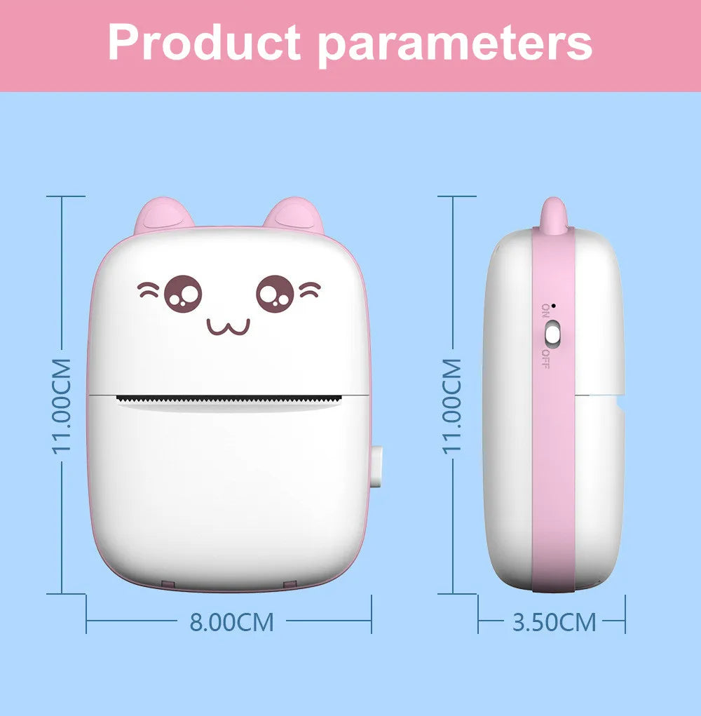 Meow Pocket Printer, Mini Bluetooth Photo Printer, Pocket Printer With Thermal Paper Roll, Wireless Mini Printer For Memo Receipt Label Notes, Thermal Printer Compatible with Android or iOS APP, Smart Thermal Inkless Printer