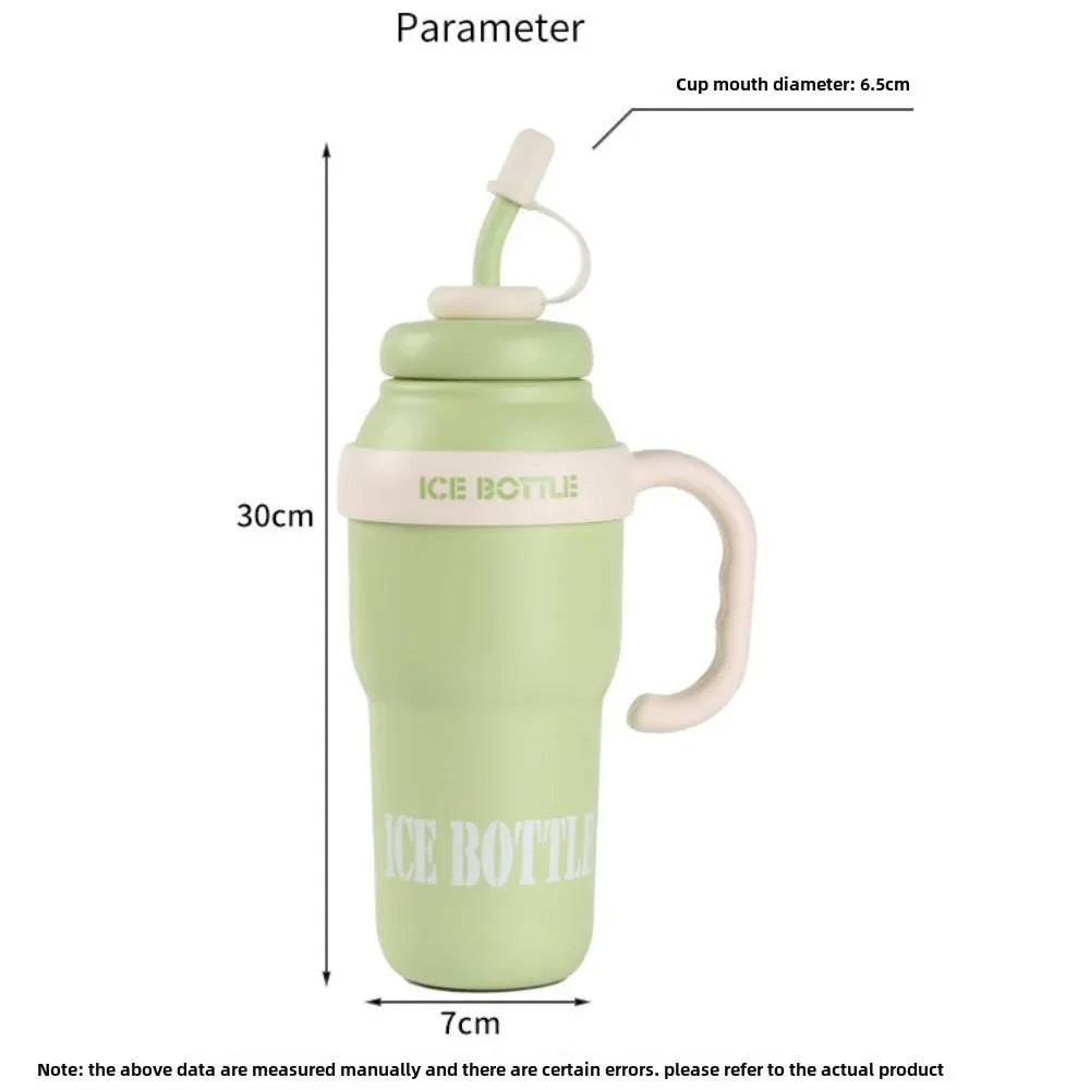 New Big Mac Bingba Cup 304 Stainless Steel Large Capacity Handle Cold and Heat Insulation Straw Insulation Water Cup