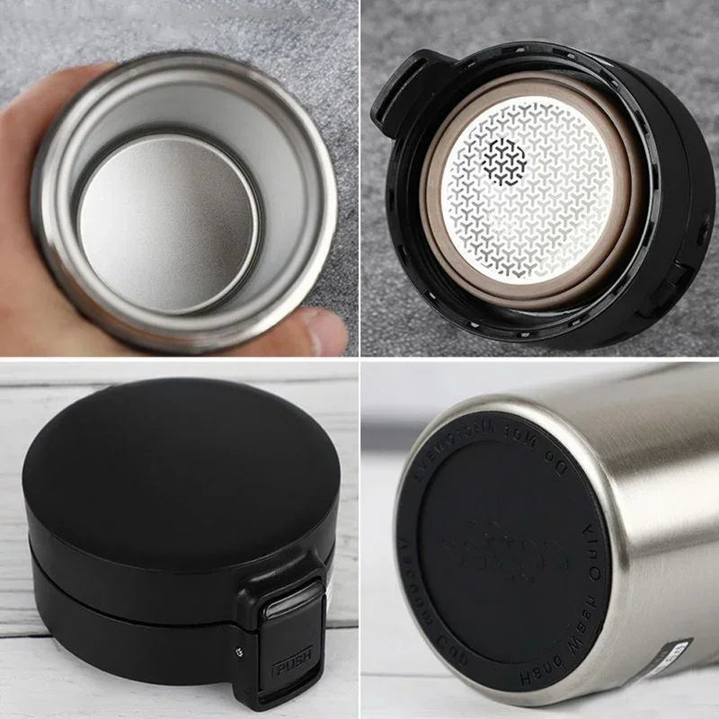 500ml Stainless Steel Thermos Coffee Cup Bounce Vacuum Cup Double Layer Tea Mug Drinking Cup Water Cup Office Business Cup