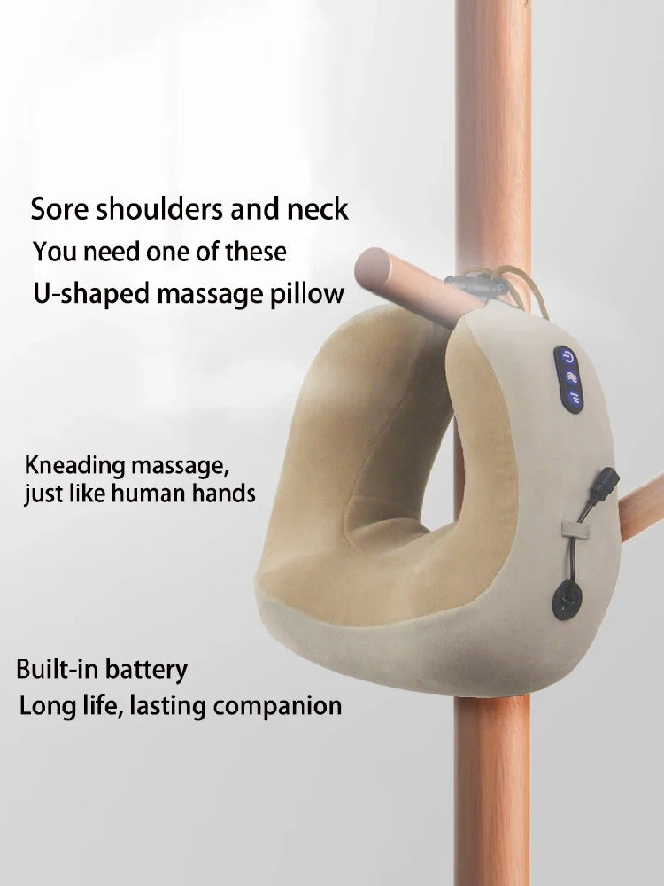 U-Shaped Rechargeable Electric Neck & Shoulder Massage Pillow
