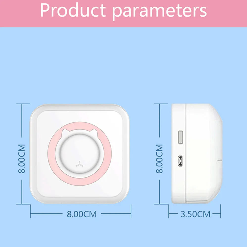 Meow Pocket Printer, Mini Bluetooth Photo Printer, Pocket Printer With Thermal Paper Roll, Wireless Mini Printer For Memo Receipt Label Notes, Thermal Printer Compatible with Android or iOS APP, Smart Thermal Inkless Printer
