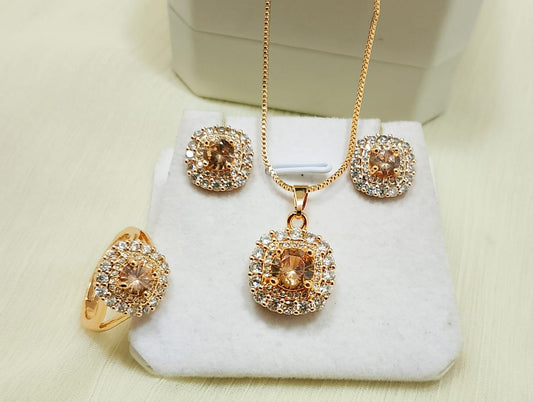 Zarcon 3-Piece Jewelry Combo Set – Chain Locket, Tops & Adjustable Ring