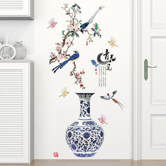Flower Vase Wall Sticker – Creative 3D Decorative Art for Home & Office